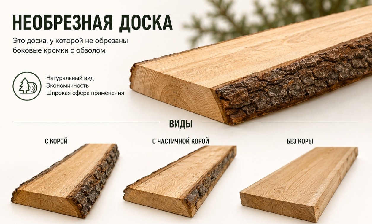 Необрезная доска: что это, размеры, виды и где применяется